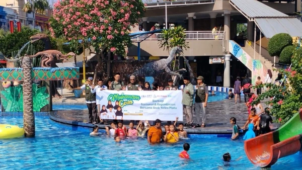 Muharram Ceria, LAZISNU Sidoarjo Ajak 100 Anak Yatim Wisata ke Sun City Waterpark, Sidoarjo